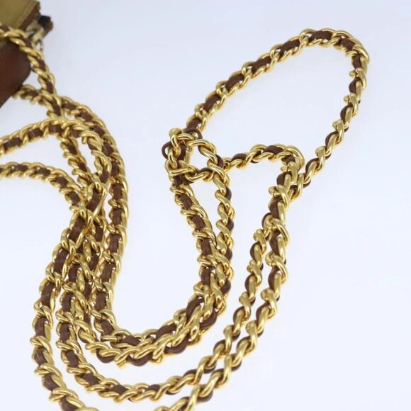 PRADA Chain Shoulder Bag Nylon Beige Gold Auth - Picture 4 of 15